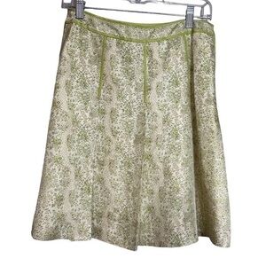 Ann Taylor Green Floral A-Line Skirt 8P